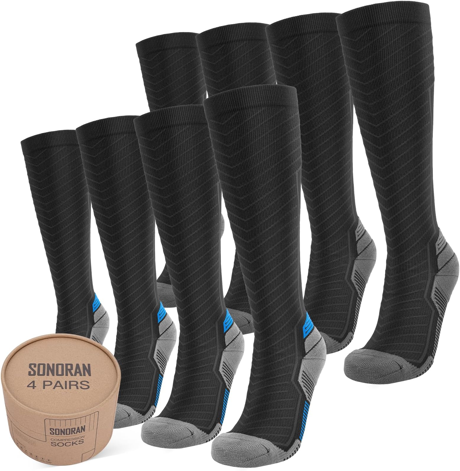 Compression Socks for Women Men 20-30 mmHg Flight Compression Stockings Knee High Support for Running Flying Sport