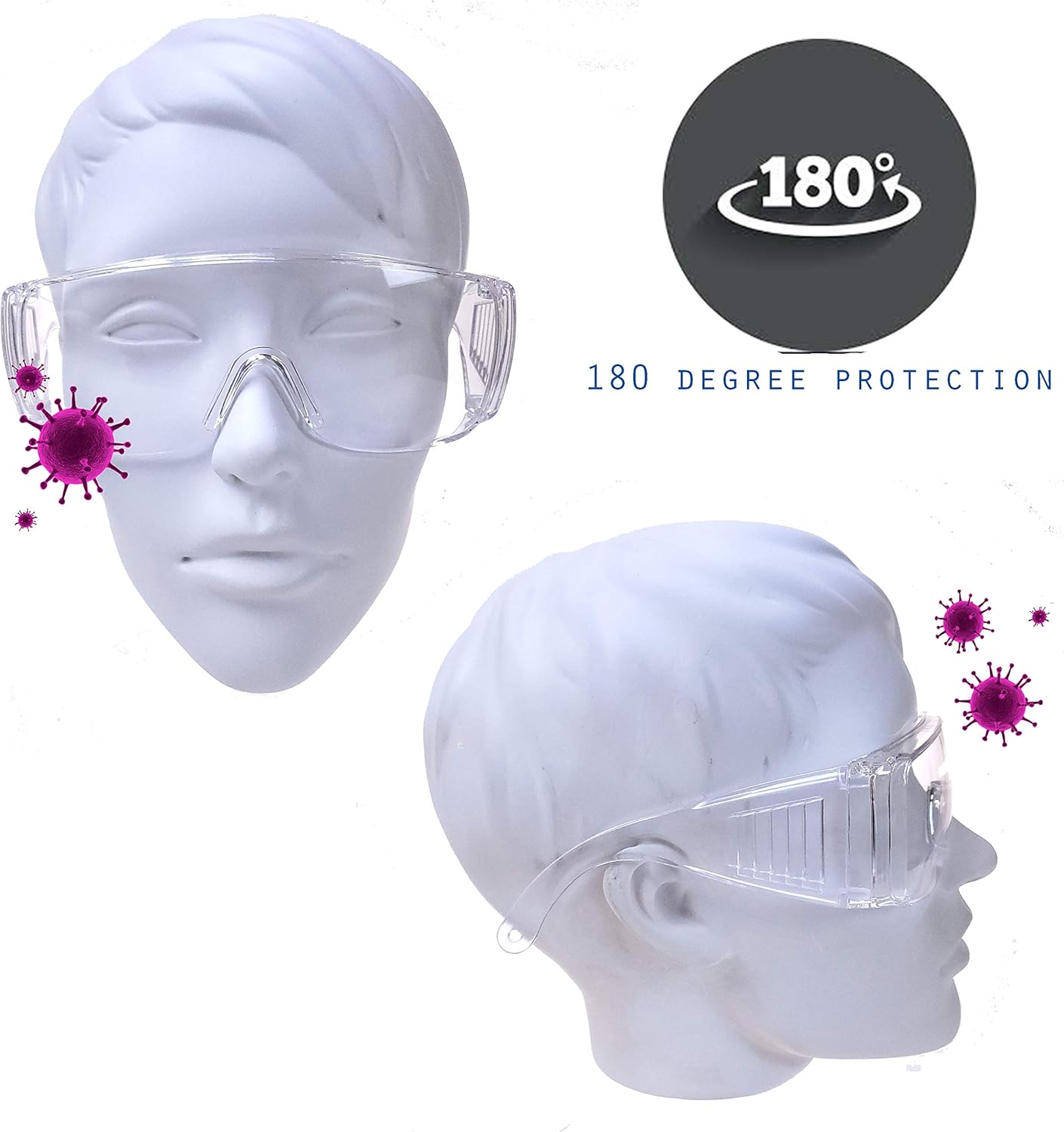 proSPORT 10 Safety Protective Lab Glasses for Eye Protection Chemistry Laboratory Goggles Cover Over Splash Resistant, 1 Lens Cleaner Bottle Included…