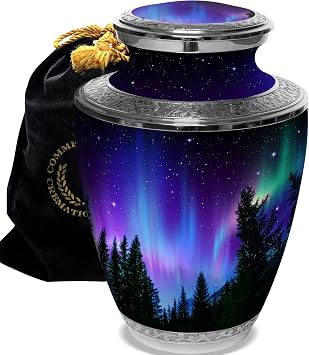 Commemorative Cremation Urns for Human Ashes Adult Male - Beautifully Handcrafted Decorative Personalized Cremation Urns for Women Medium Northern Lights