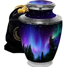 Commemorative Cremation Urns for Human Ashes Adult Male - Beautifully Handcrafted Decorative Personalized Cremation Urns for Women Medium Northern Lights