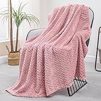 Exclusivo Mezcla Dusty Pink Jacquard Flannel Fleece Throw Blanket 50x70 Soft Lightweight Cozy for Couch Bed Women