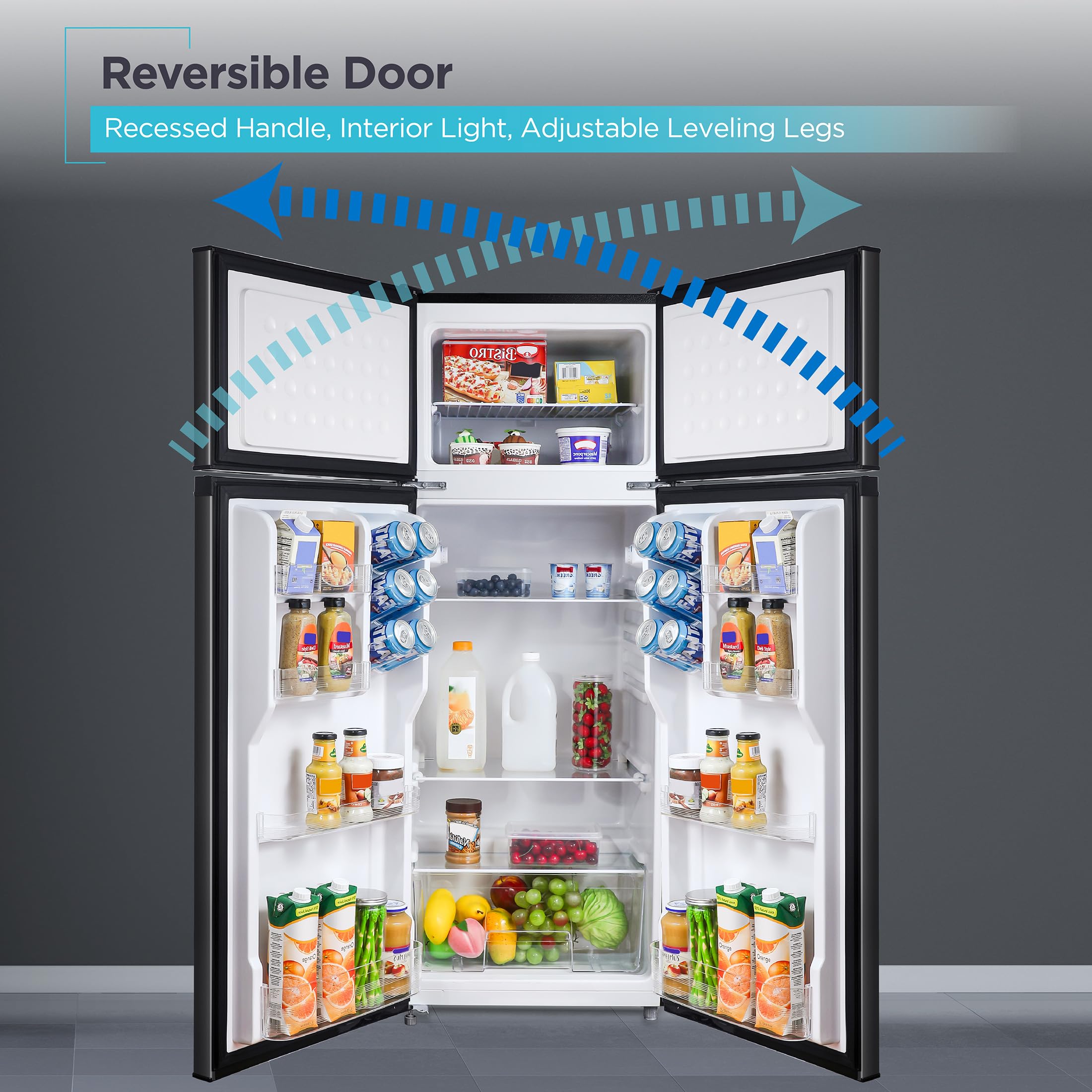 Black+Decker 7.7 Cu. Ft. Top Mount Refrigerator With Freezer, 2 Door Fridge With Top Freezer And Mechanical Temperature Control, For Homes And Apartments, Bda77lab, Black on Fridge.com - View 6