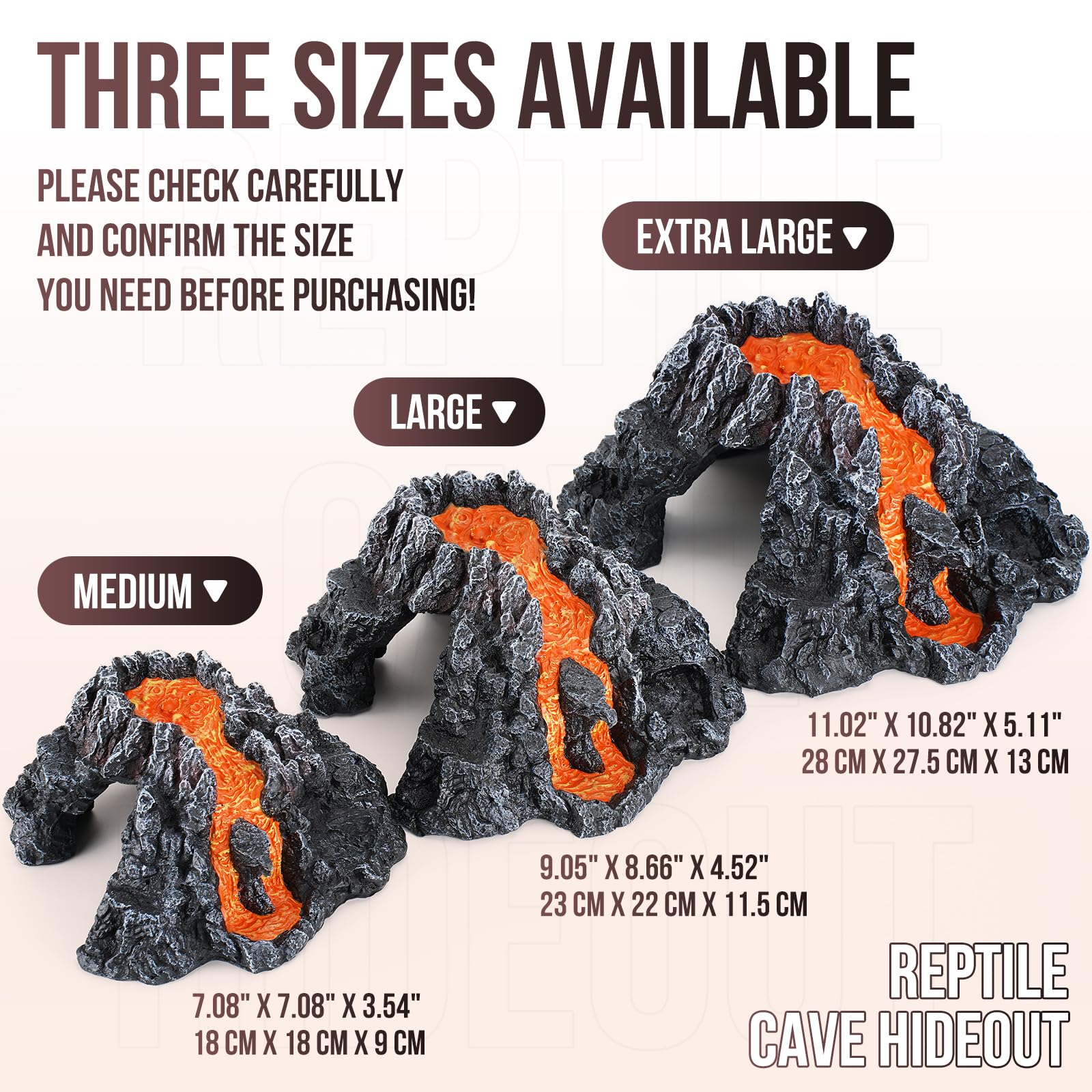 Reptile Cave Hideout Habitat, Great for Bearded Dragons, Leopard Geckos, Lizards, Turtles, Snakes, Frogs, Scorpions, Spiders and Other Reptiles, Amphibians (C - Medium) — view 5