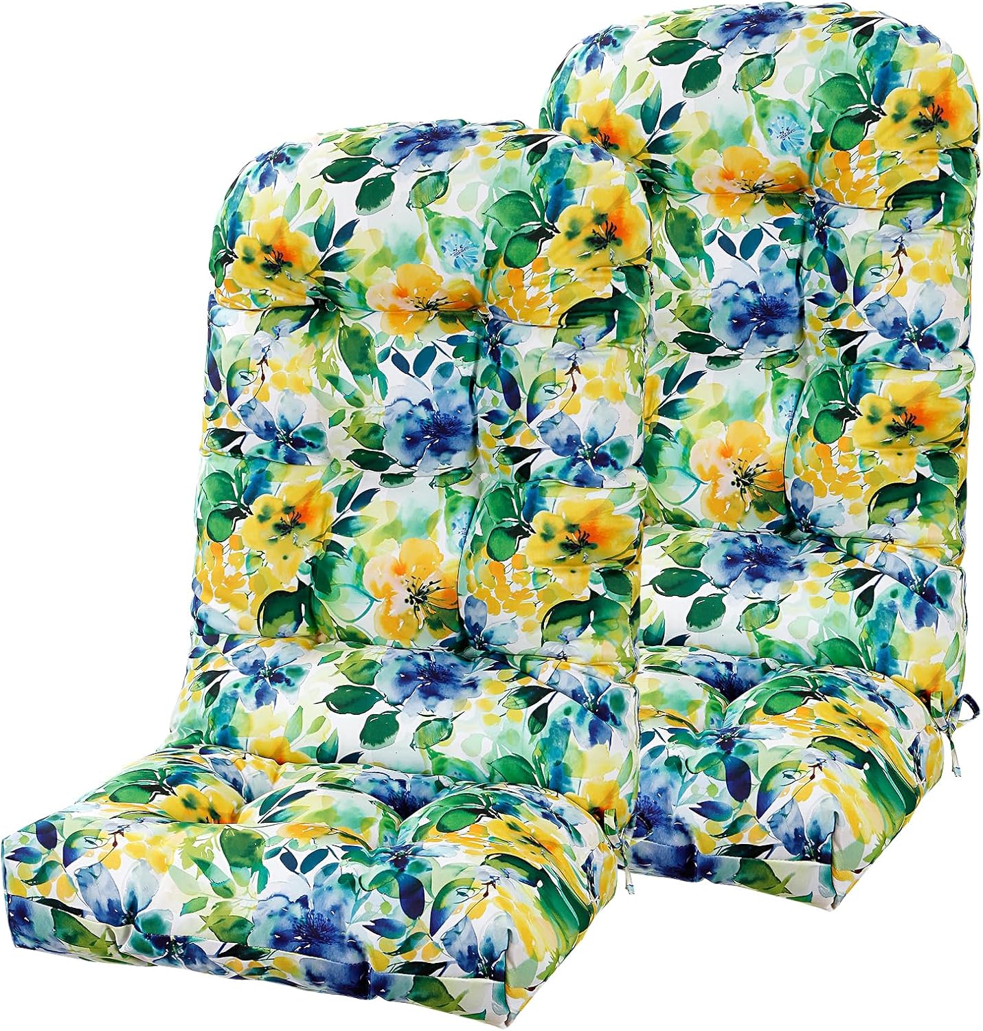 Adirondack Chair Cushions Set of 2, High Back Patio Chair Cushions 48 x 19.7 x 4.7 Inch, Indoor/Outdoor Thickened Rocking Chair Cushion, Fade-Resistant & Waterproof (Flower Green) Set of 2 Flower Green