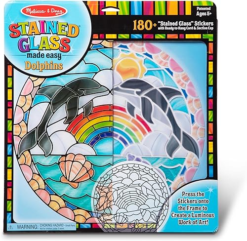 Juego educativo, el vidrio hecho arte, diseño de delfines, 180 pegatinas de Melissa & Doug