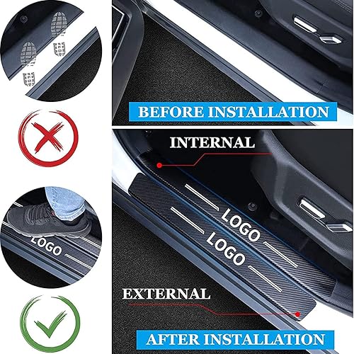 Miniatura 6 de 4 piezas de calcomanías de fibra de carbono para Vo-lvo XC60 XC40 XC90 AWD C70 V70, antiarañazos, autoadhesivas, para umbral de puerta de automóvil,