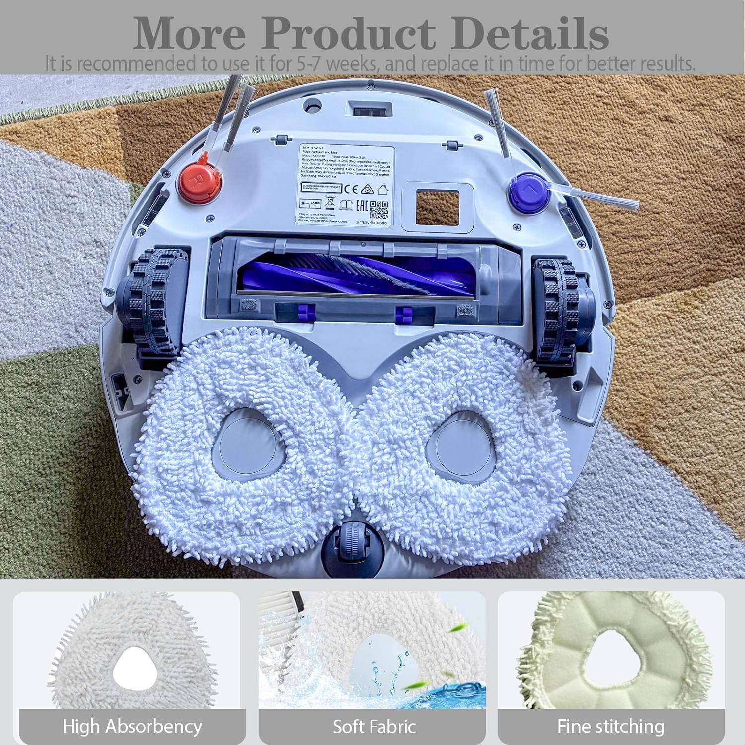 Replacement Parts for Narwal Freo Z10/Freo Z10 Ultra Robot Vacuum Accessories,2 Pack Main Brushes,8 Pack Side Brushes,8 Pack Mop Pads,6 Pack Filters(30 Piece Full Maintenance Kit)