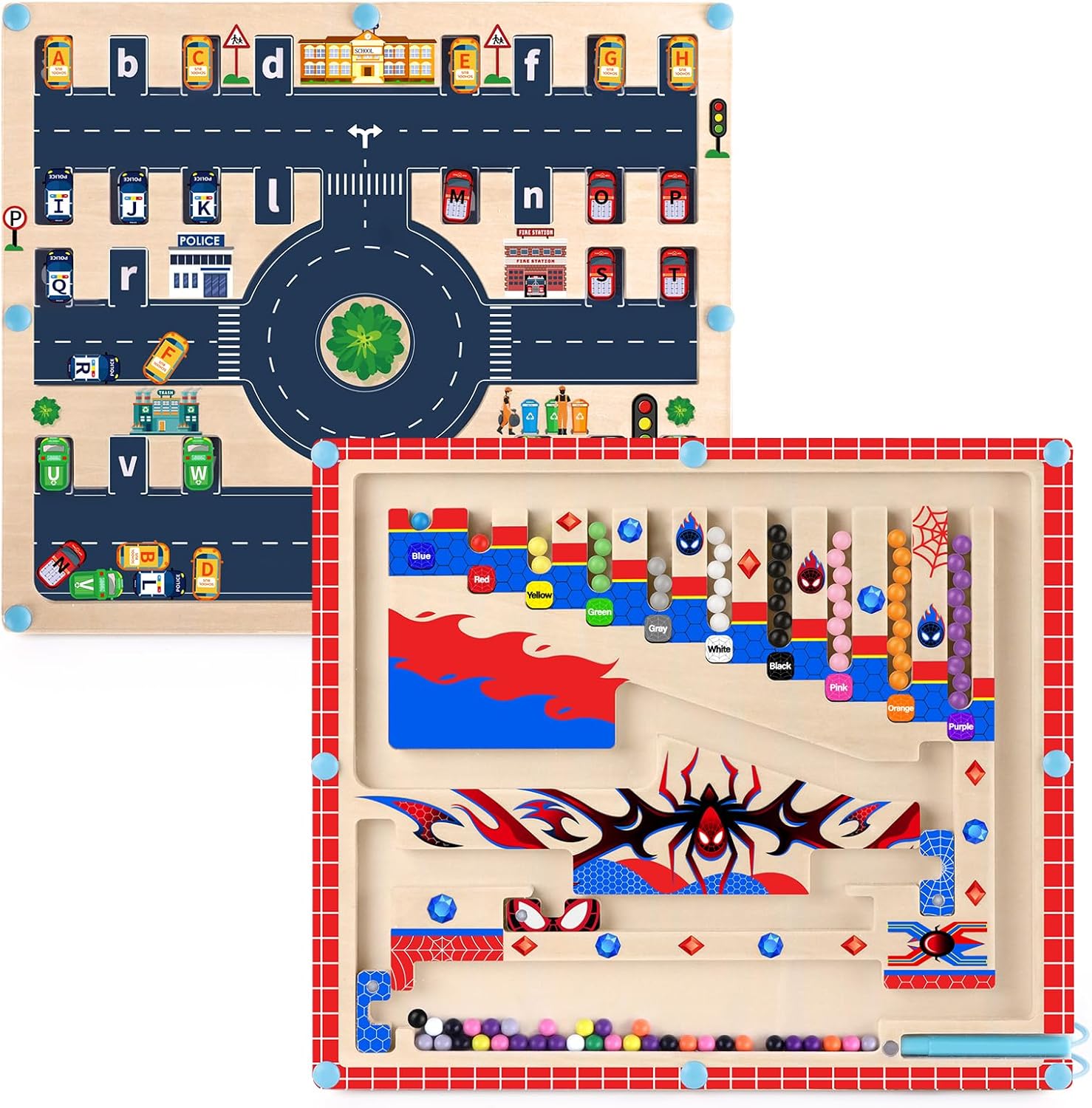 toys for boys 2 in 1 montessori toys magnetic color and number maze for toddler boys gifts magnetic alphabet maze abc alphabet learning preschool learning activities toddler busy board game blue