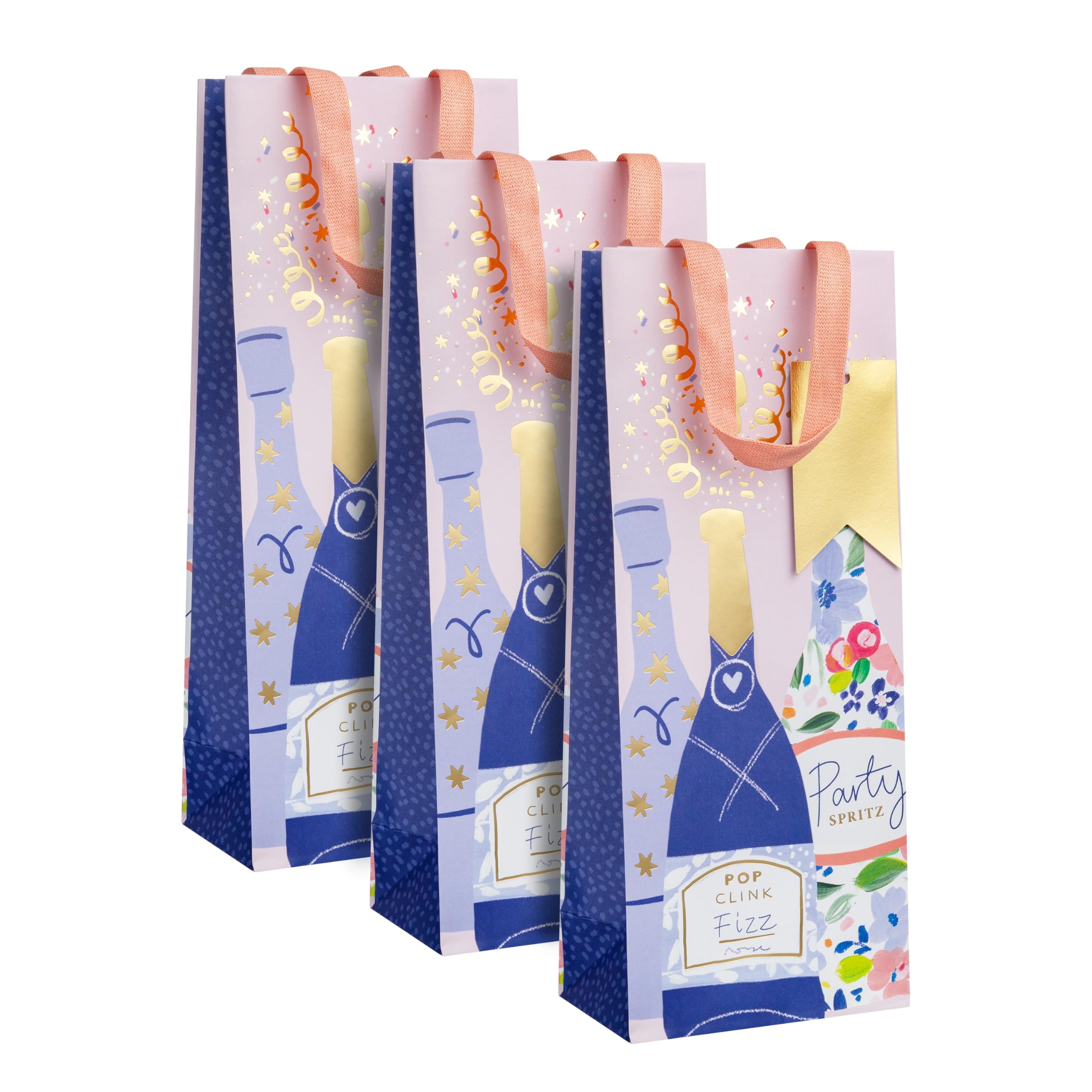 Hallmark Bottle Bag Bundle, Pack of 3 in 1 Design, Birthday, Anniversary, Celebration