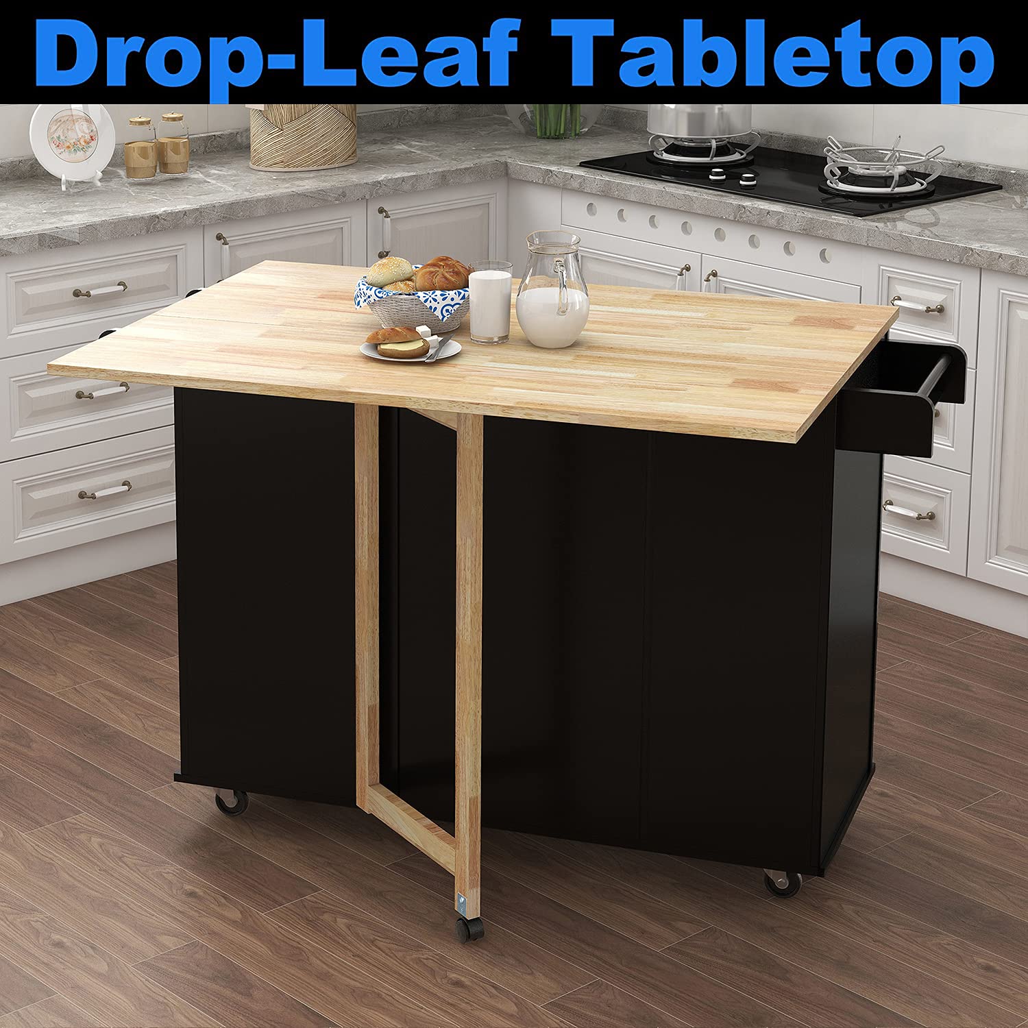 DANGRUUT Upgraded Version Thick Wood Kitchen Island Cart with Wheels