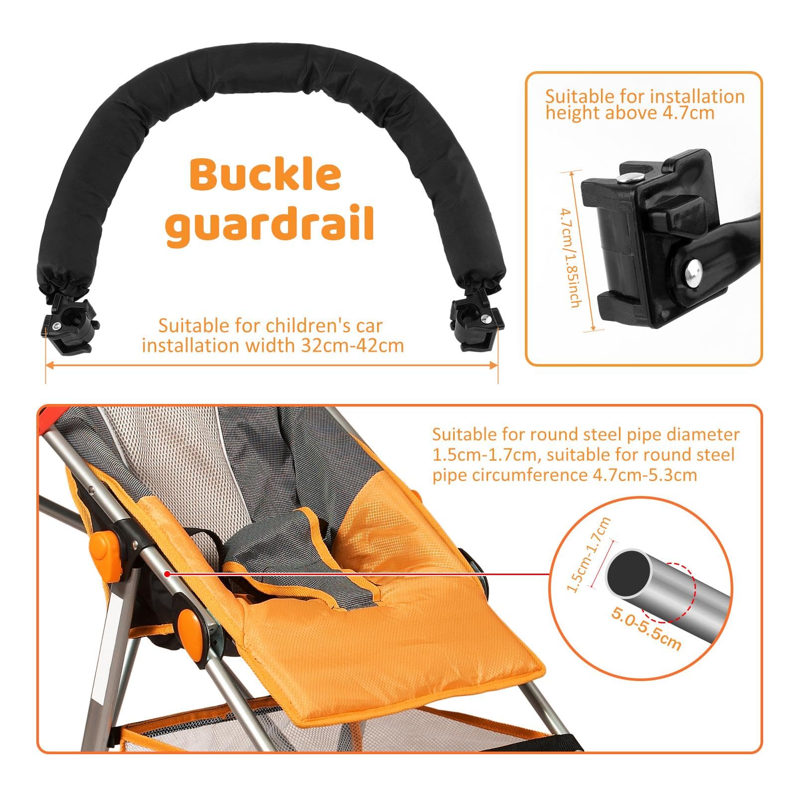 Barra di sicurezza per passeggino, barra per passeggino, bracciolo per passeggino corrimano, maniglia universale, per accessori per passeggino