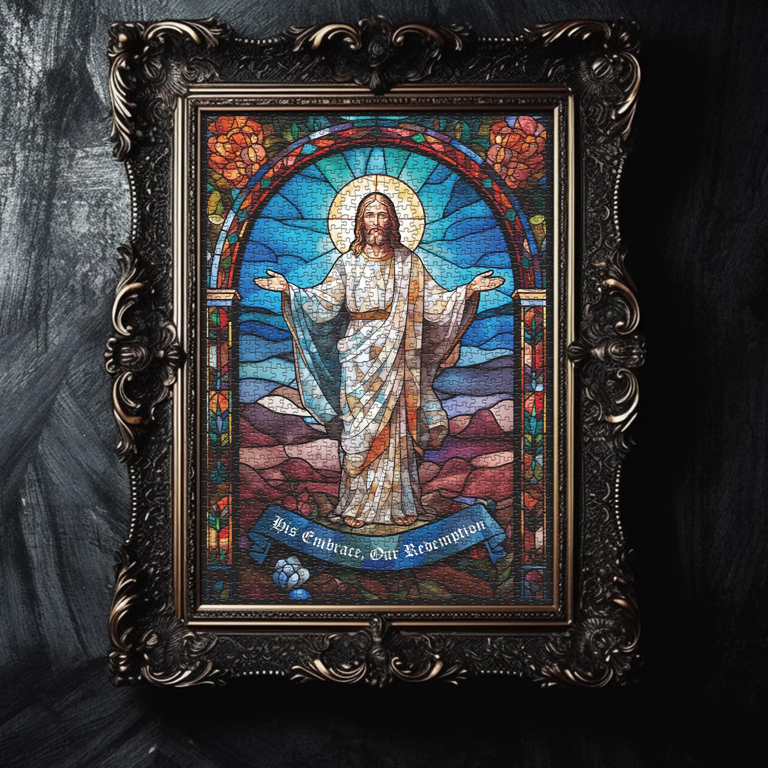 Jesus Christ Puzzles for Adults 1000 Pieces and up, Stained Glass Jigsaw Puzzle as Christian Decor, PICKFORU Easter Puzzle as Home Decor - Image 5
