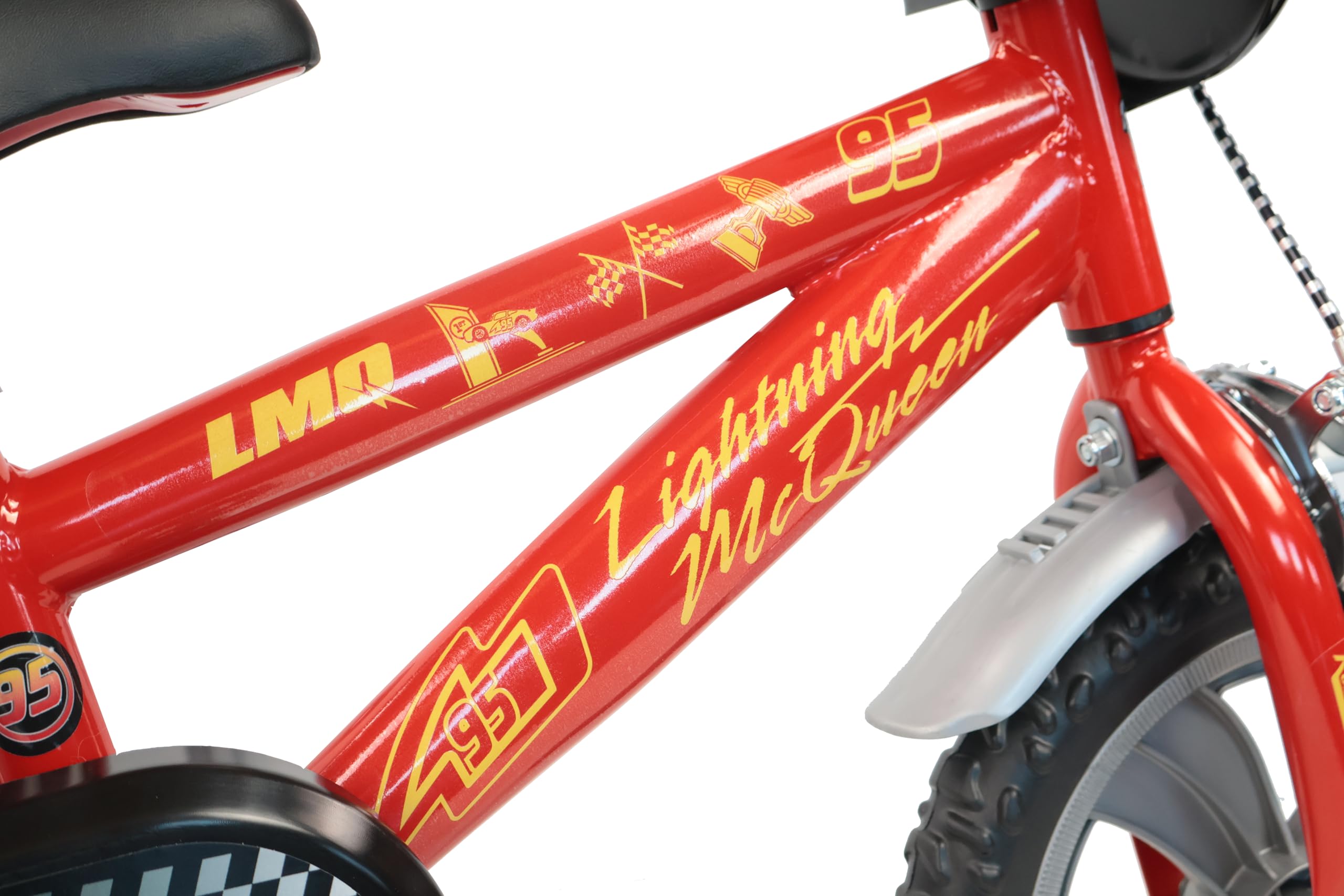 Denver Bike Bicicletta Bambino 12 Pollici Licensed Cars, 2-4 Anni, Rotelle Removibili, Freno Anteriore Caliper, Telaio Acciaio, Ruote EVA Antiforatura