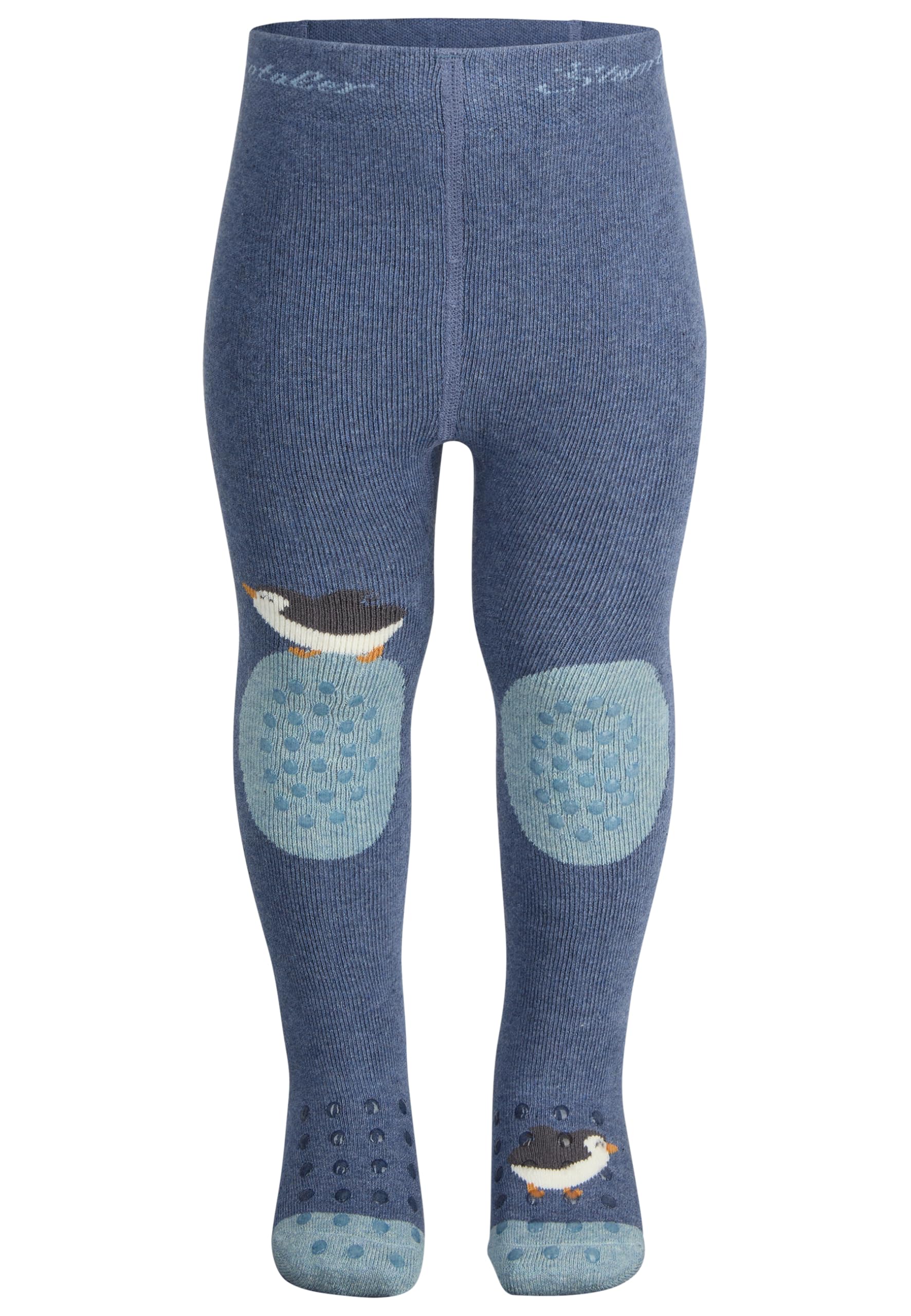 Sterntaler Collants d'éveil pingouin, Bleu jean chiné, 74