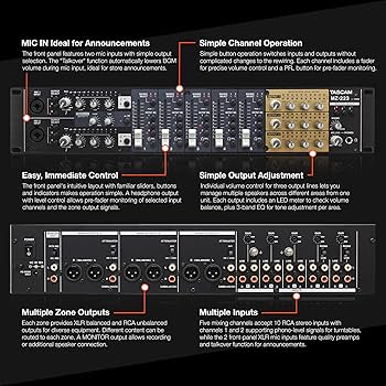 Amazon | Tascam 7チャンネル 3ゾーン ラックマウントオーディオ