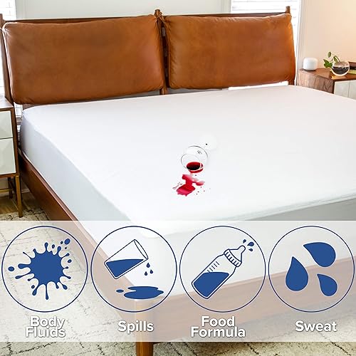 Miniatura 4 de Flash Furniture - Protector de colchón 100 % impermeable, sin vinilo, de alta calidad, con suave tejido suave transpirable, de tamaño matrimonial