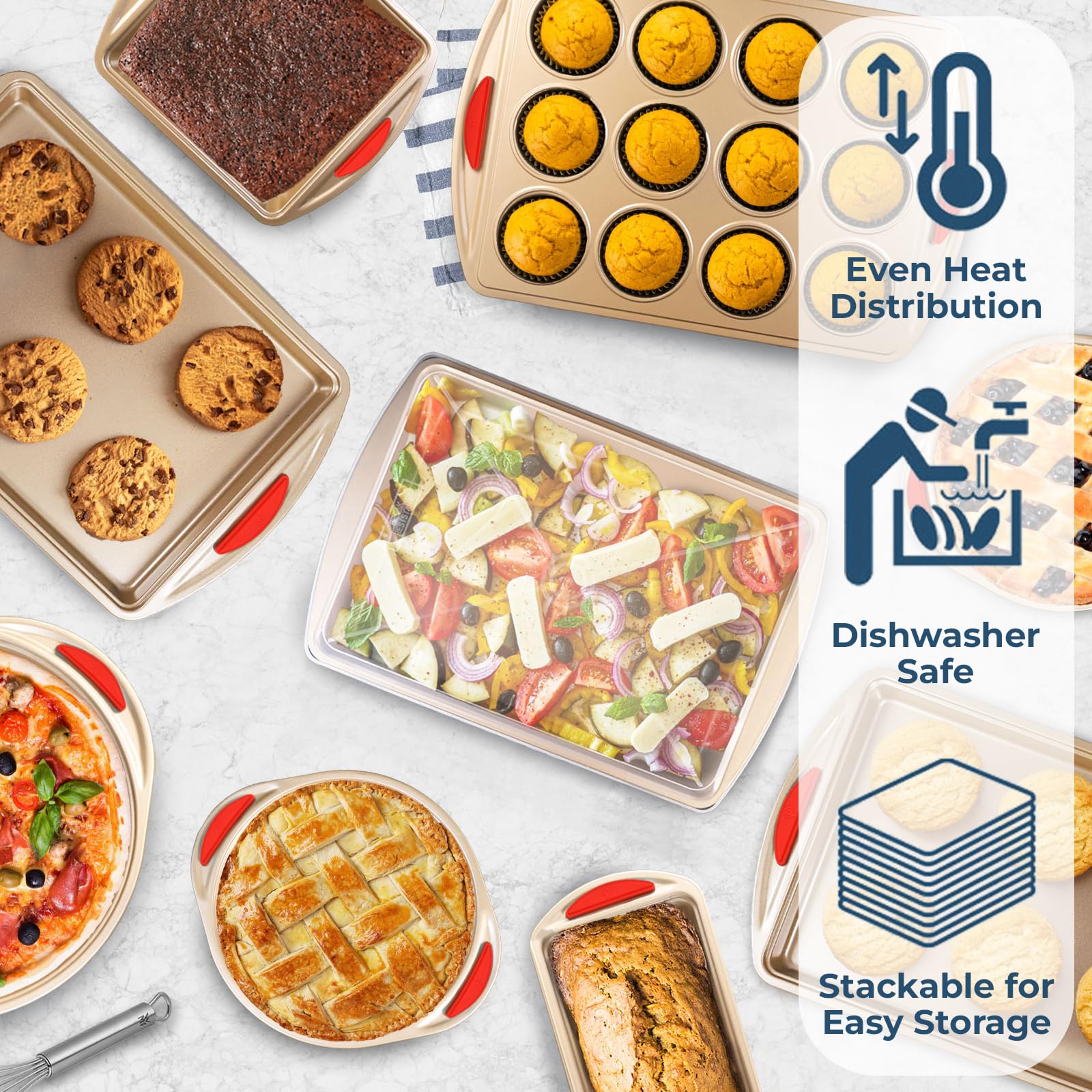 Perlli 10 Piece Baking Set - Nonstick Oven Bakeware -3 Perlli 10 Piece Baking Set - Nonstick Oven Bakeware -3