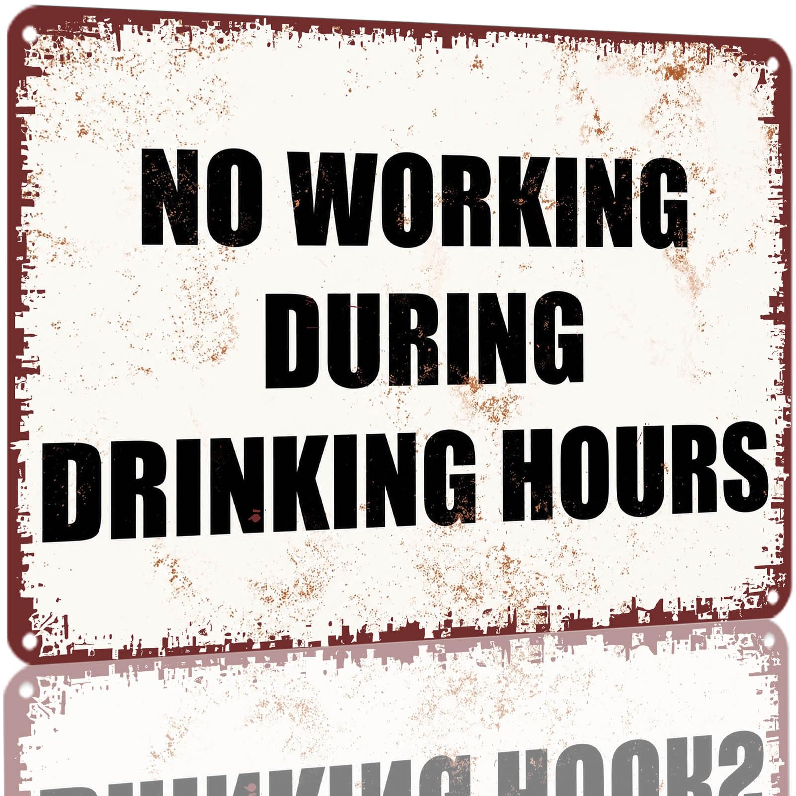 Kwqdozf As Pic No Working During Drinking Hours Sign 8X12 Inch Vintage Aluminum Metal Tin