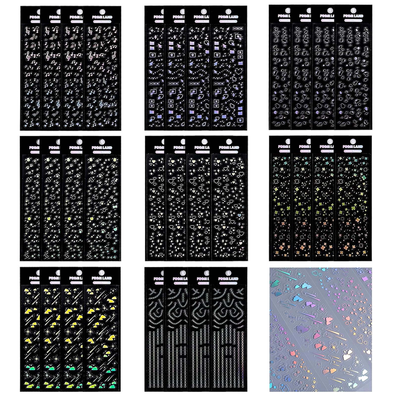 Elegaperma 48 Sheets Holographic Stickers, Cute Small Star Stickers Shiny