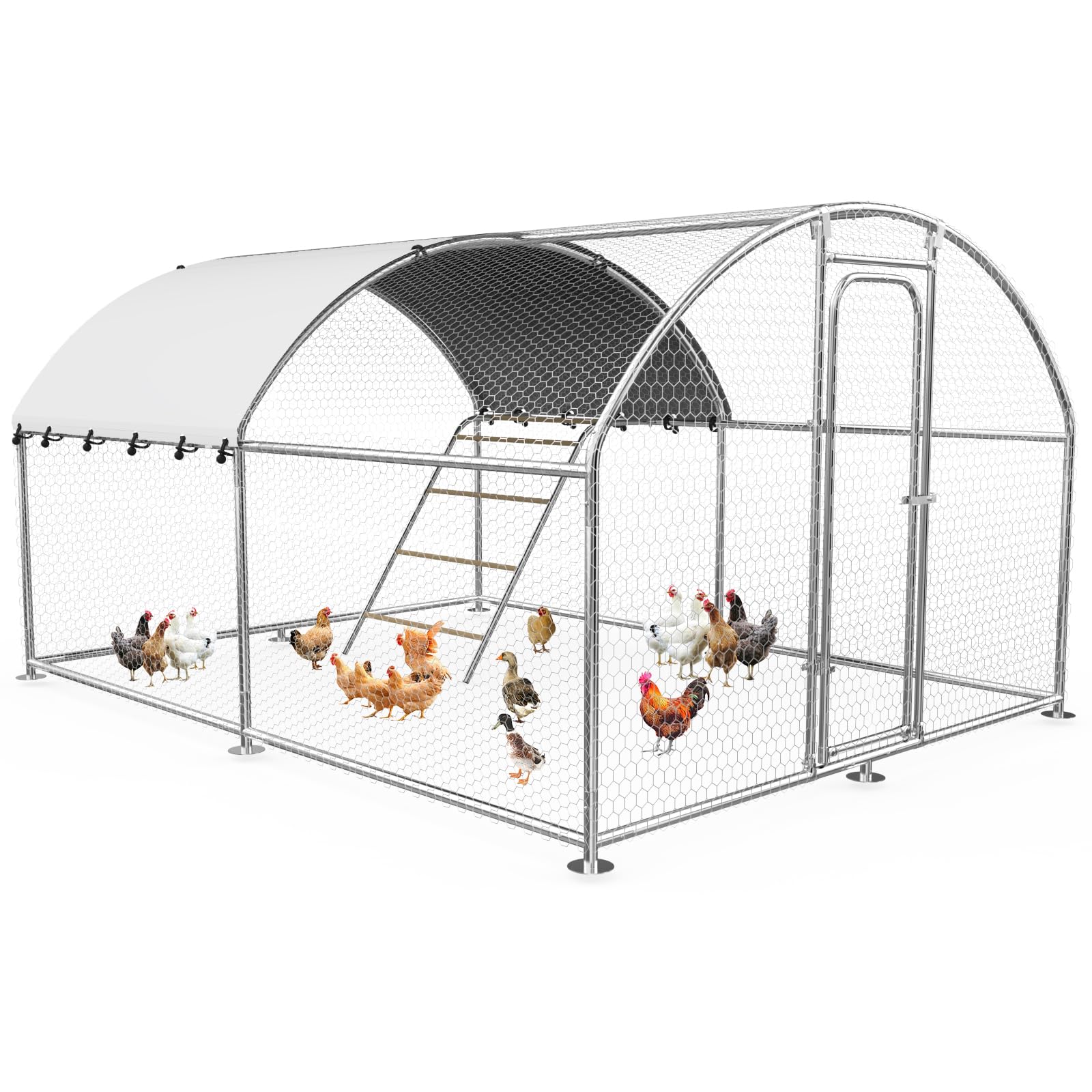 13.1x9.8 FT Large Metal Chicken Coop, Walk-in Poultry Run Enclosure