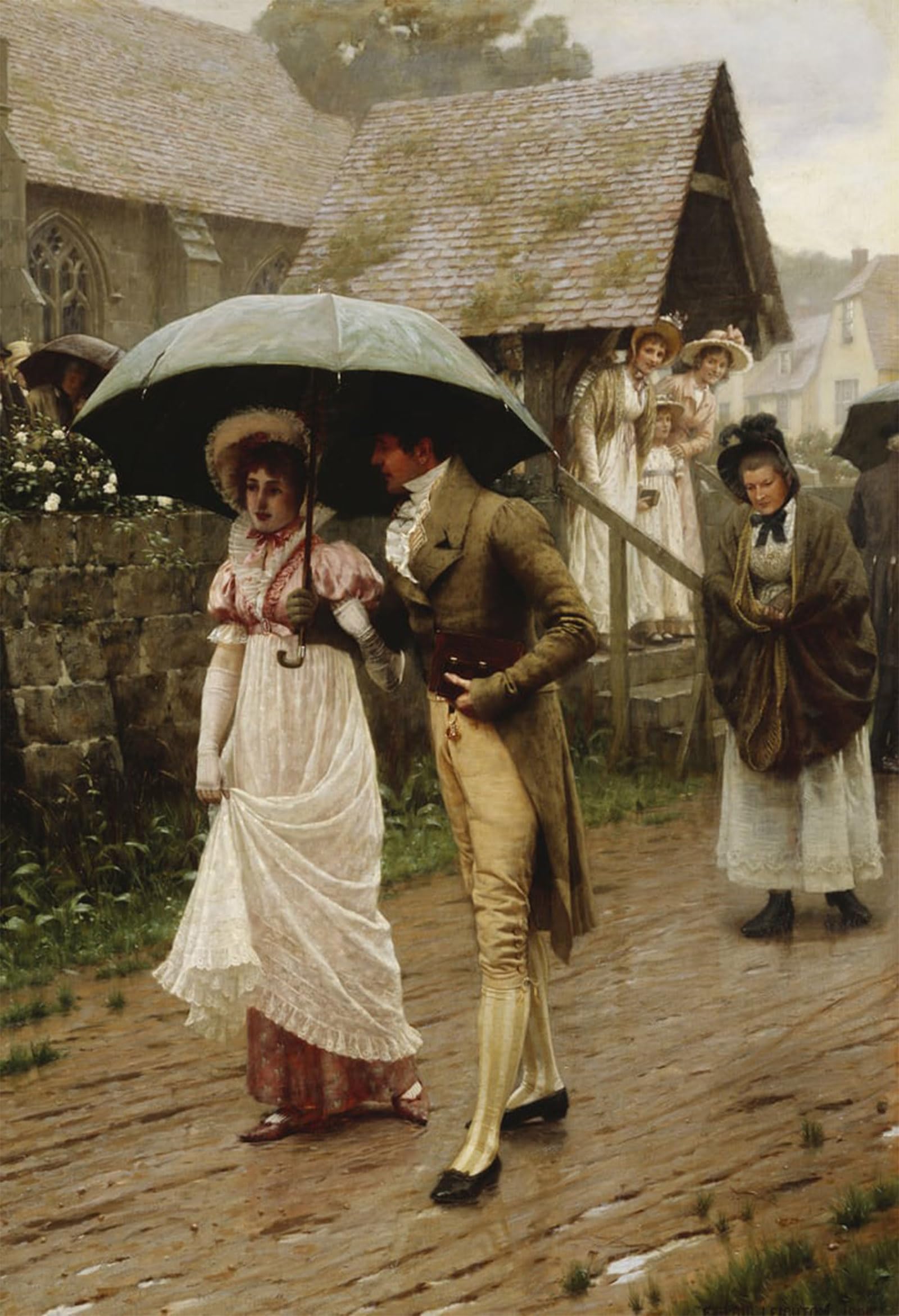 SERENDIPITP Abstract Painting Mural Print Picture Wall Decor Painting a Wet Sunday Morning by Edmund Blair Leighton Vintage Wall Artwork for Home Decor 60x90cm