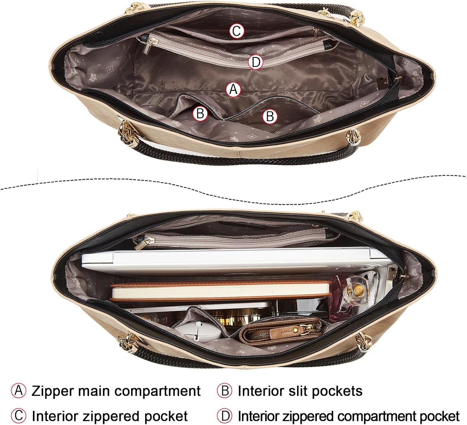 FOXLOVER Large Capacity Tote Handbags for Women, Women's Top-handle Bags Fashion Shoulder Bags Purses Minimalist design - Image 5