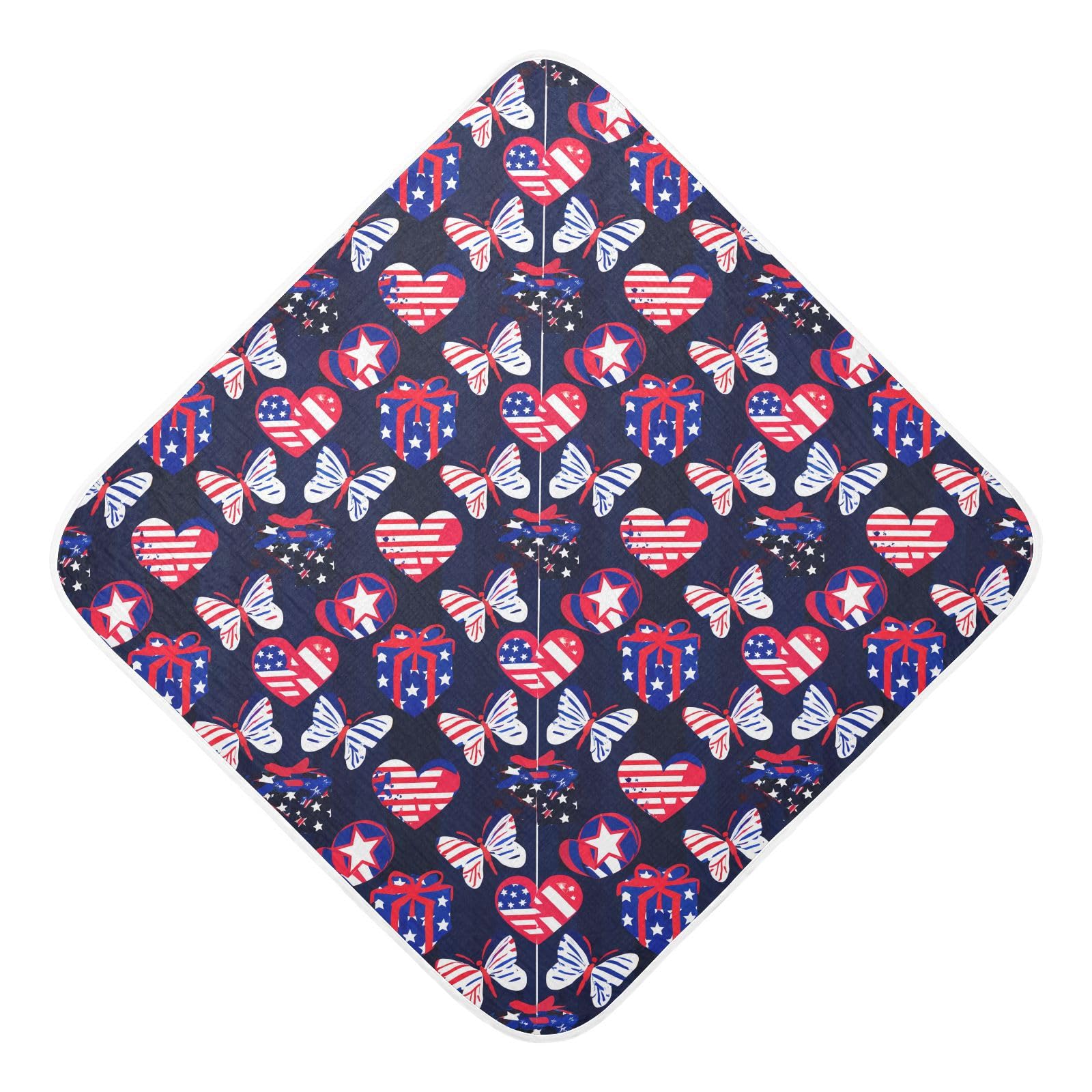 Msyxl Independence Day Hooded Towel - Ultra Soft & Absorbent Muslin Cotton Bath Towel for Babies, Toddlers, Newborn - Boys & Girls Essential 35