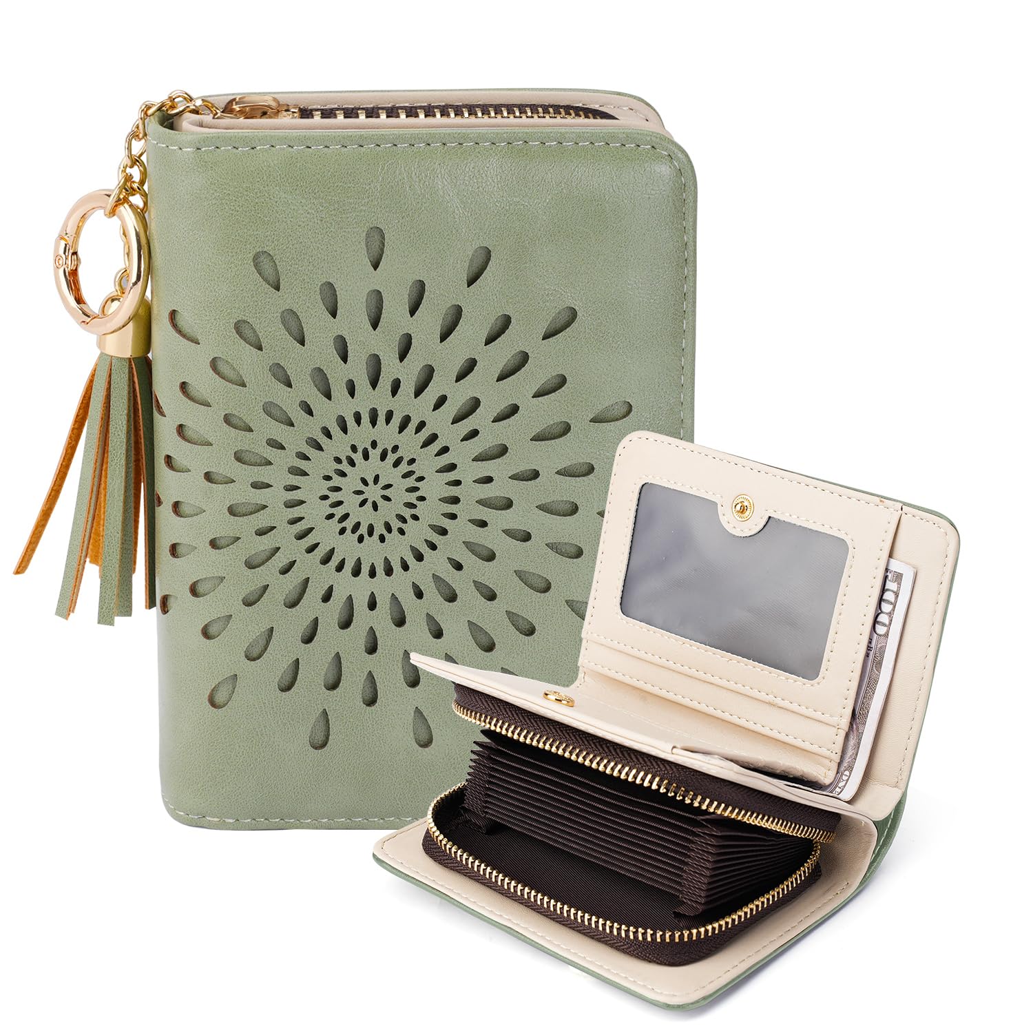 APHISON RFID Small Wallets for Women Ultra PU leather Card Holder Bifold Womens Ladies Wallet Zipper Coin Pocket