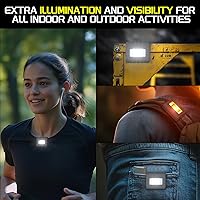 Vista 5 de Paquete de 2 luces de correr con clip, luces LED de seguridad magnéticas recargables con luz estroboscópica roja, impermeable, carga USB, linterna