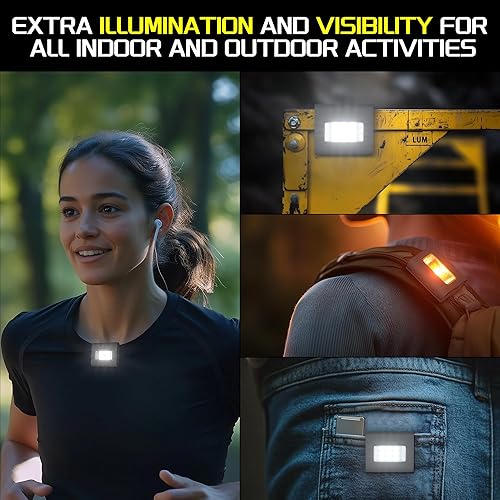 Miniatura 5 de Paquete de 2 luces de correr con clip, luces LED de seguridad magnéticas recargables con luz estroboscópica roja, impermeable, carga USB, linterna