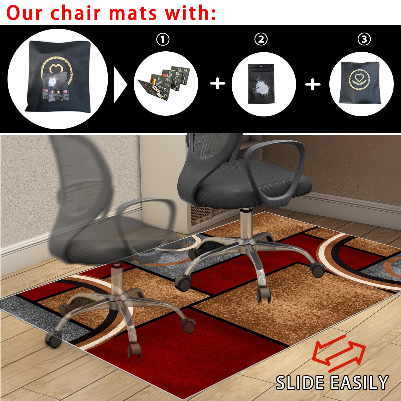Tapis de Protection de Sol Tapis Chaise de Bureau Tapis pour Fauteuil Tapis Gaming Sol pour Sols durs Protège Parquet Chaise Roulettes Tapis Protecteur de Sol pour fauteuils de Gaming 100 x 140 cm