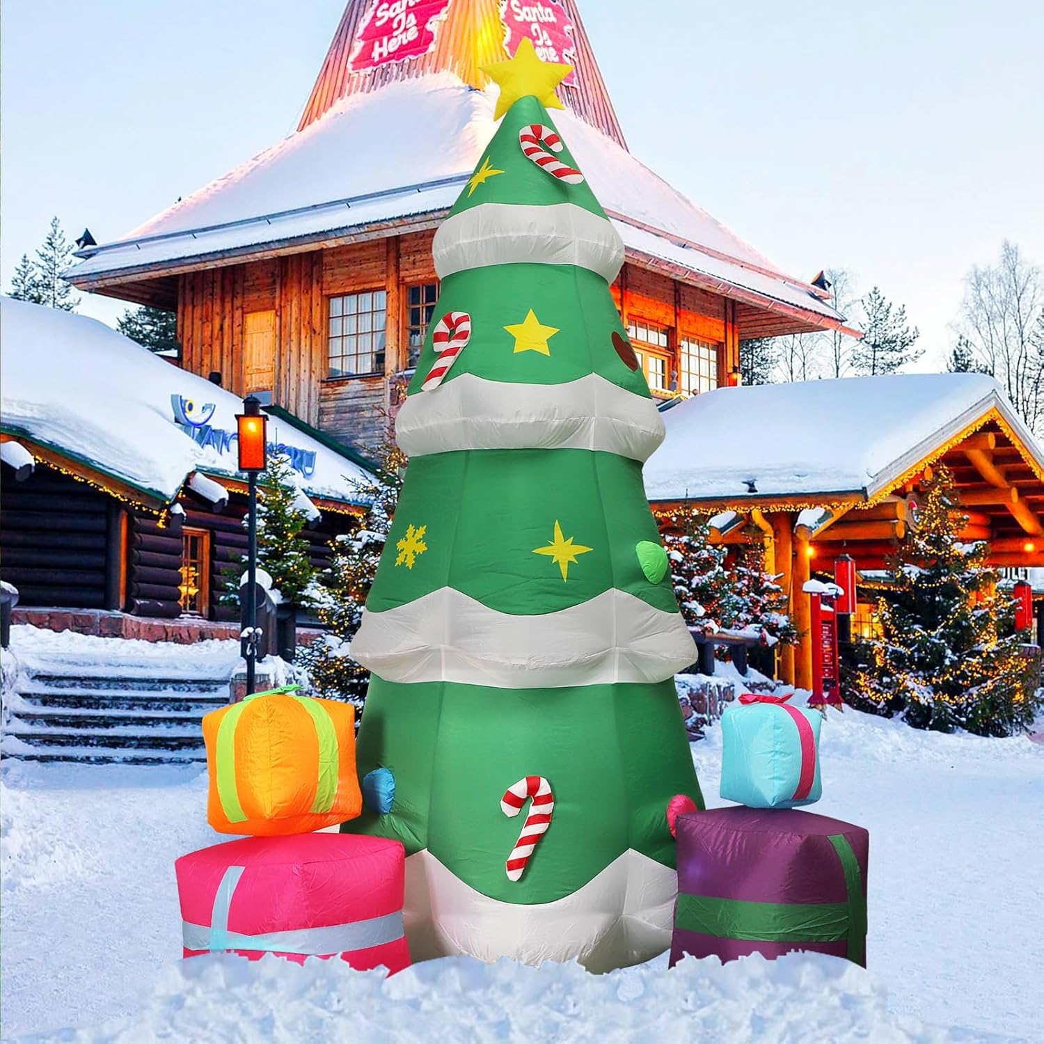8FT Inflatable Christmas Tree Christmas Yard Decorations with LED Lights Outdoor Xmas Decor for Patio Lawn Display