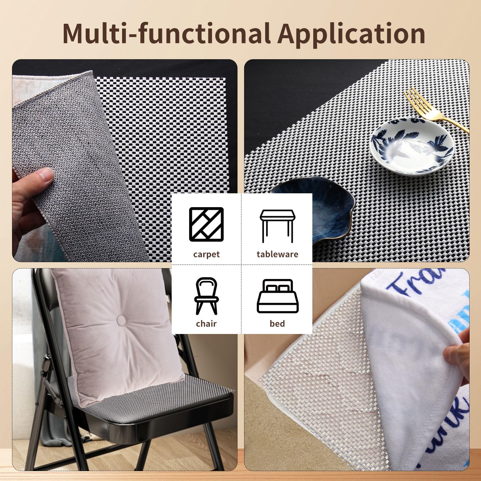 Tapis antidérapant de 1,8 x 2,7 m pour sols en bois dur, tapis épais antidérapant pour carrelage, maintient les tapis en place, doux et sûr