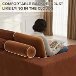 112" Modular Curved Sofa, Oversized Boneless Couches for Living Room, Modern Cloud Couch with Deep Seat, Corduroy Foam Couch, No Assembly Required, Red Brown, 1PCS