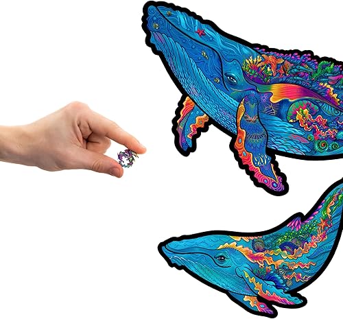 UNIDRAGON Rompecabezas de madera originales, ballenas lechosas, 268 piezas, tamaño King de 16.8 x 10.4 pulgadas, hermoso paquete de regalo, forma