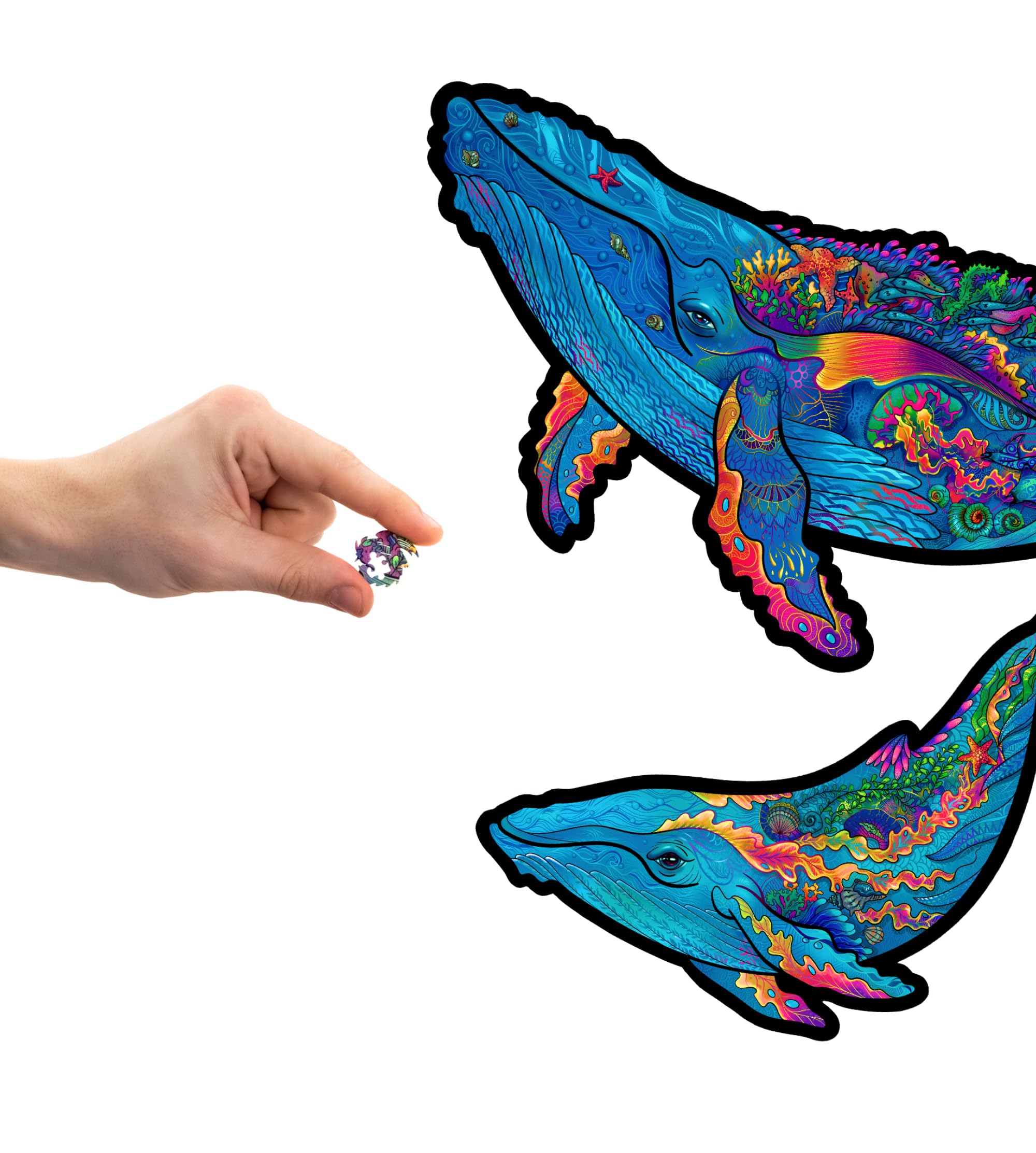UNIDRAGON Original Wooden Puzzle – Milky Whales, 268 Pieces, Large Size 3 x 27 cm, Beautiful Gift Packaging, Unique Shape Best Gift for Adults