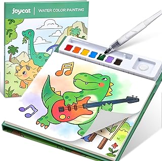 JoyCat Colouring Book with Watercolours for Toddlers from 3-8 Years, Watercolour Painting Set for Arts & Crafts, Educational Toy as a Birthday Gift for Boys and Girls (Green)