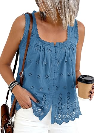 17% off: PRETTYGARDEN Womens Tank Tops 2026 Summer Button Down Shirts Embroidered Eyelet Dressy Casual Blouses Beach …