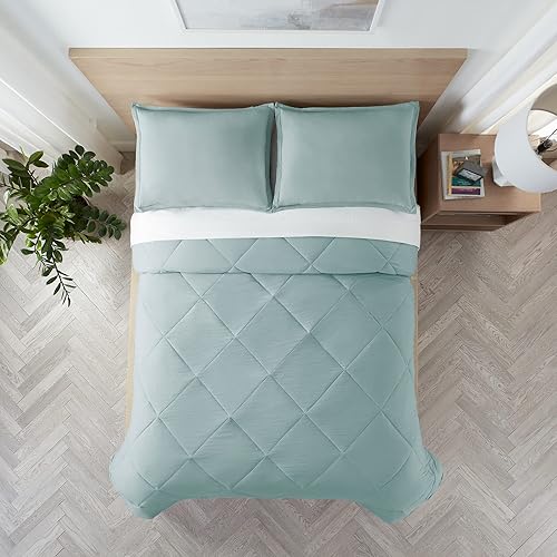 Miniatura 23 de Serta Juego de edredón reversible de 3 piezas supersuave y refrescante con fundas de almohada para todas las estaciones, Full/Queen, Peacoat