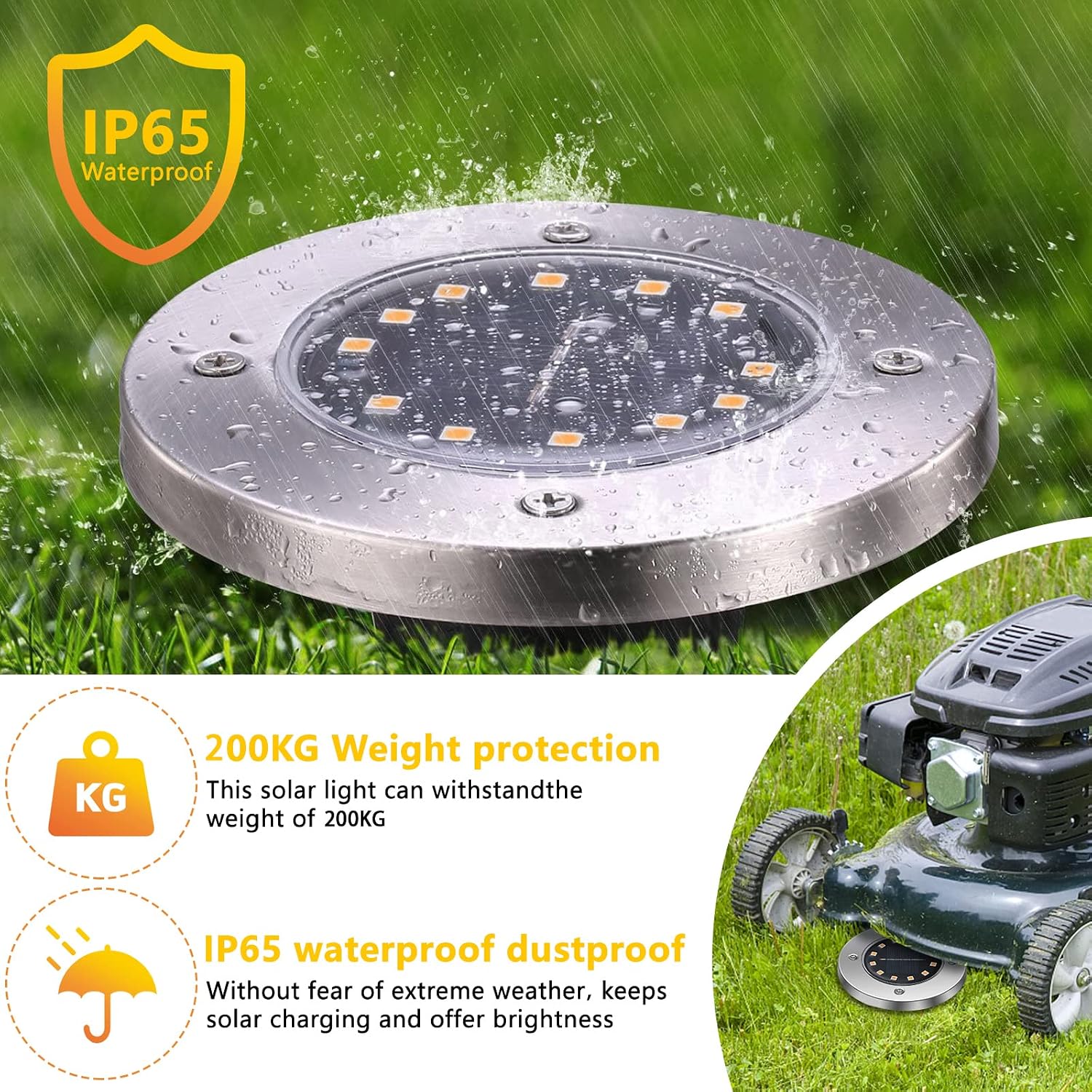 Melofo Solar Ground Lights 12 LEDs 8 Pack Outdoor Garden Light IP65 Waterproof LED Night Lights Solar Disk Lights for Landscape Garden Yard Lawn Patio Pathway Walkway Fences Lighting - Image 5