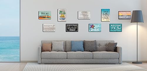 Miniatura 2 de JP's Parcels Letreros de lata para decoración de patio y casa de playa, letrero de metal para piscina, lago o playa del océano, 12 x 8 pulgadas,