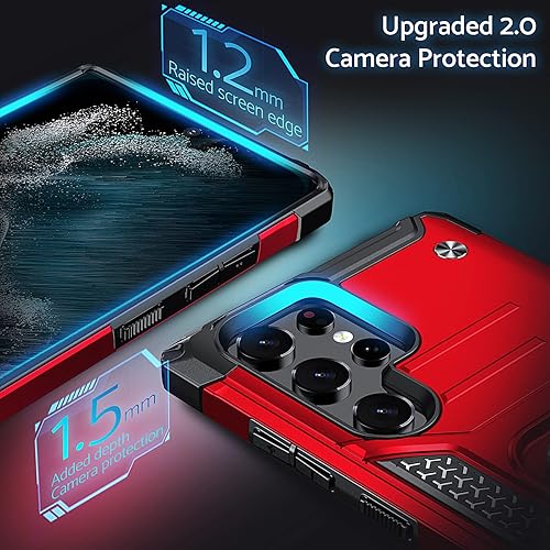 Miniatura 4 de Anqrp Funda para Galaxy S22 Ultra, funda protectora de grado militar con anillo de metal giratorio soporte magnético compatible con Samsung Galaxy