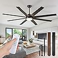 DWVO 52" Flush Mount Ceiling Fan with Lights and Remote, Black and Gold Ceiling Fan with Light Tri-Color Temperature, 6 Speed, Quiet DC Motor for Bedroom, Living Room