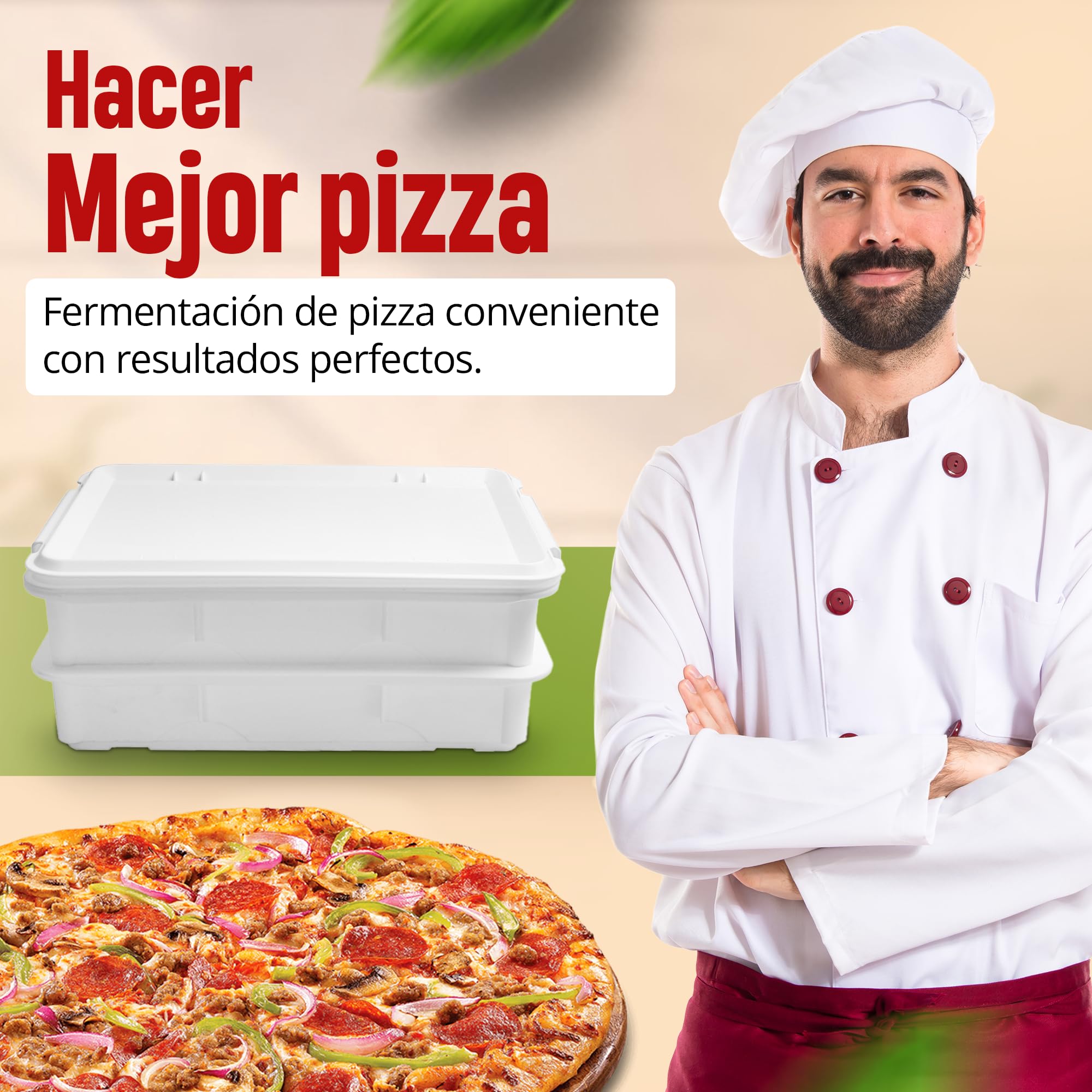 YAANI Juego de 2 cajas apilables a prueba de pan con tapas, rueda de pizza, batidor de masa, raspador de masa, perfecto para masa de pizza, masa madre, contenedor de almacenamiento de alimentos