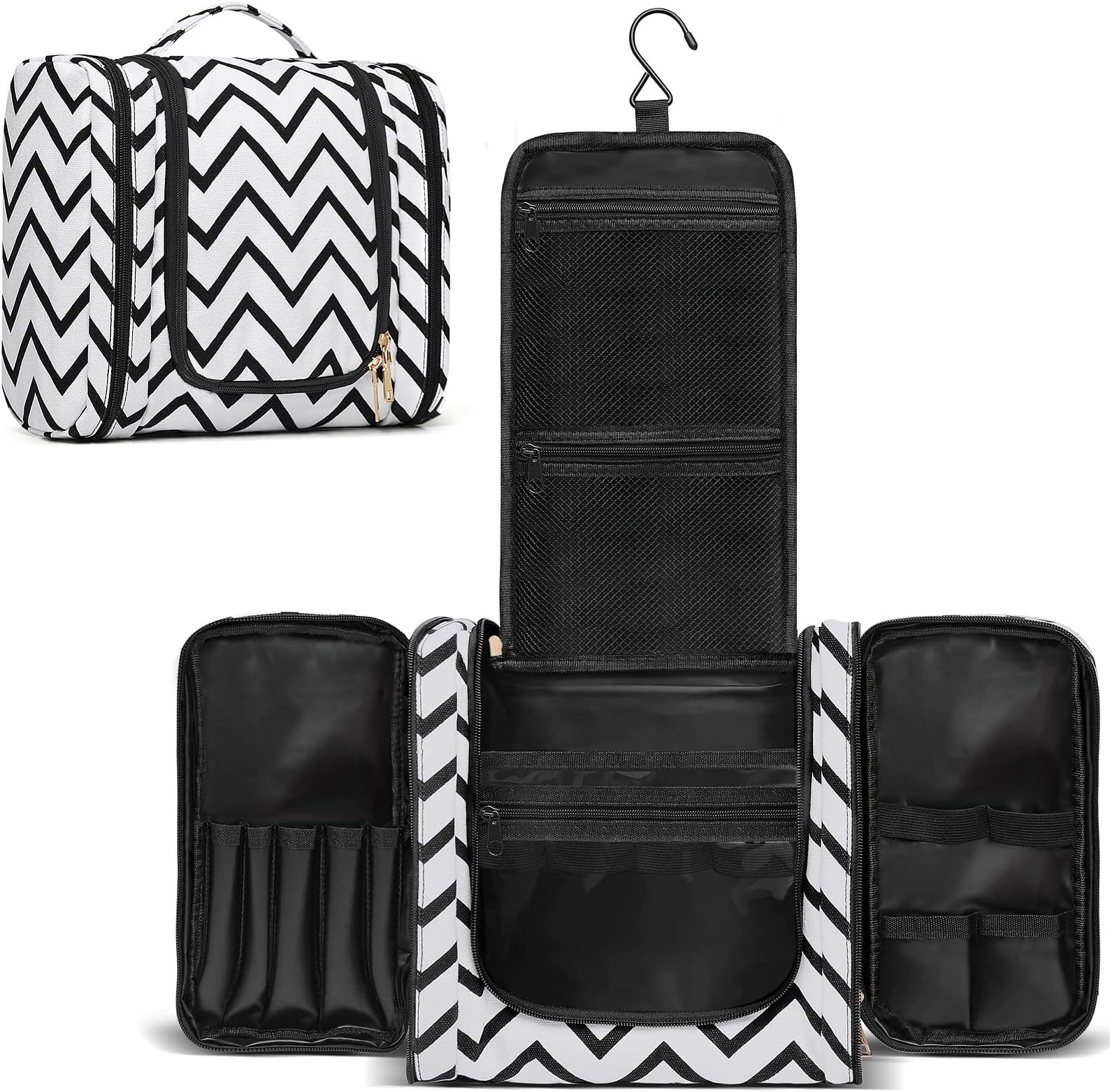 Hanging Travel Toiletry Bag,Large Capacity Cosmetic Travel Toiletry Organizer for Women with 4 Compartments & 1 Sturdy Hook,Perfect for Travel/Daily Use/Christmas