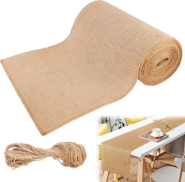 Chemin de table en jute naturel 30x1000 cm - Décoration bohème pour mariage et événements