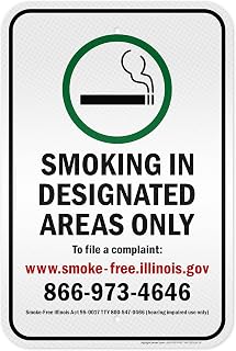 Smoking In Designated Areas Only to File A Complaint Sign, 12x18 Inches, 3M EGP Reflective .063 Aluminum, Fade Resistant, Made in USA by My Sign Center