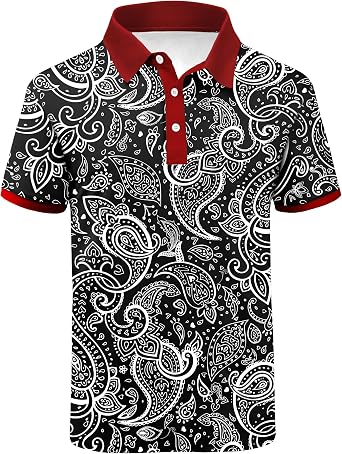 LLdress Mens Golf Shirts Short Sleeve Stripe Casual Summer Polo Shirts for Men Regular Fit Outdoor Sports T-Shirt Printed Mens Tops Black