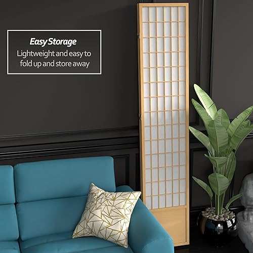 Miniatura 5 de Red Lantern Panel de ventana de 7 pies de alto, pantalla Shoji, divisor de habitación natural, 3 paneles