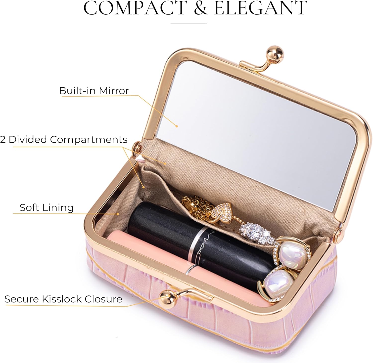 Genuine Leather Double Lipstick Holder with Mirror image 3